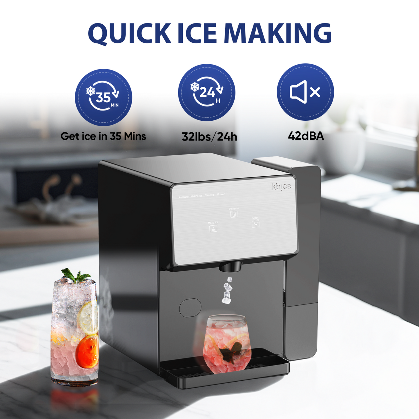 Glacier Self-dispensing Nugget Ice Maker With Water Tank