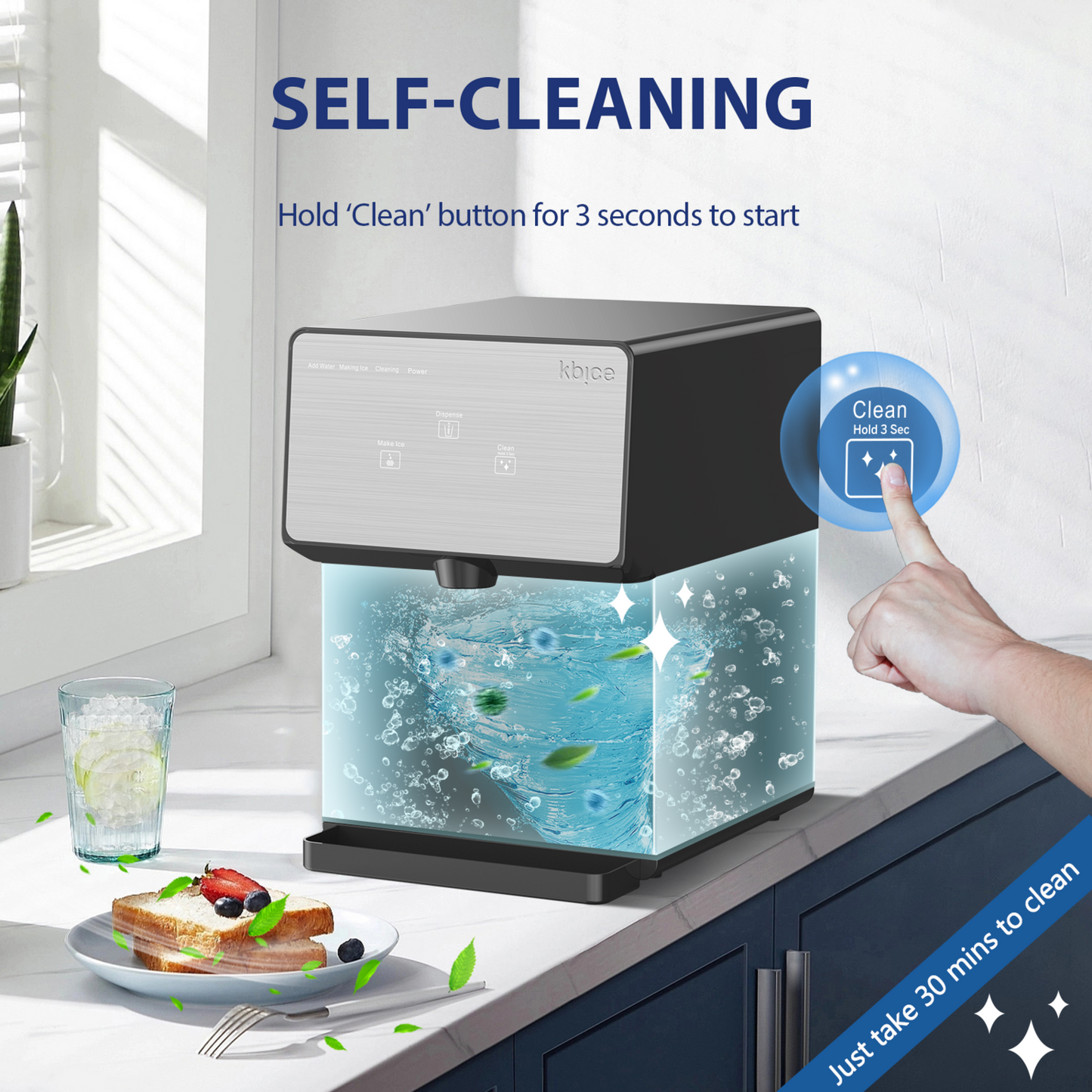 Glacier Self-dispensing Nugget Ice Maker With Water Tank